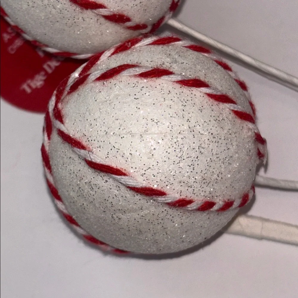 peppermint ball Christmas pick White and Red Ball Picks Set of 11 Candy Tree